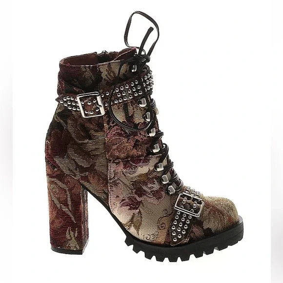 Jeffrey Campbell Lilith Block Heel Studded Floral Buckle Boots - Picture 5 of 6